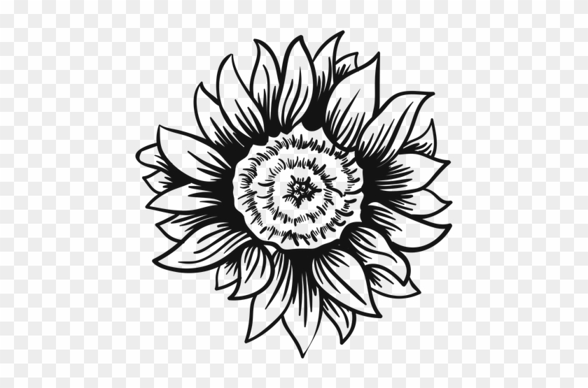 Black And White Half Sunflower SVG