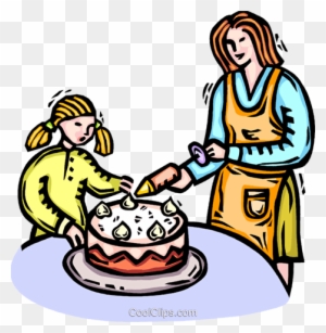 Mother And Daughter Decorating Cake Royalty Free Vector Mother Free