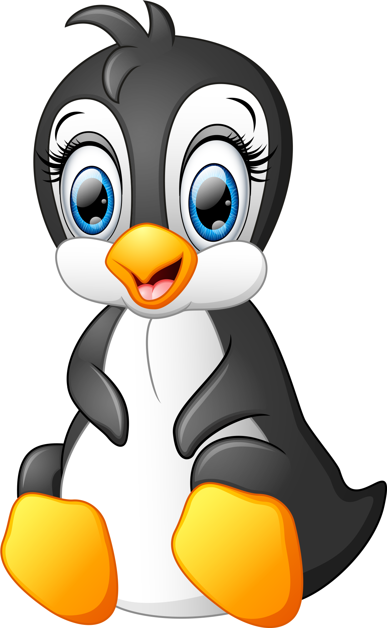 Penguin Cartoon Illustration - Funny Penguin Cartoon Vector Png ...