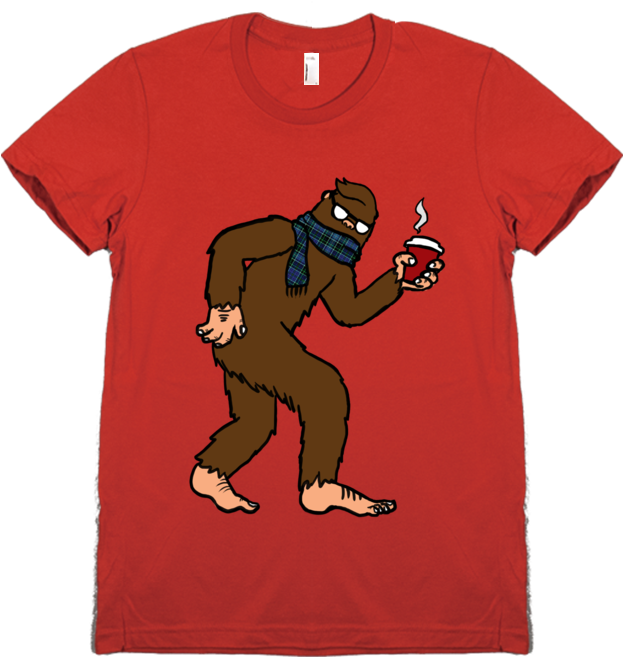 Hipster Sasquatch T-shirt - Cartoon - (852x762) Png Clipart Download