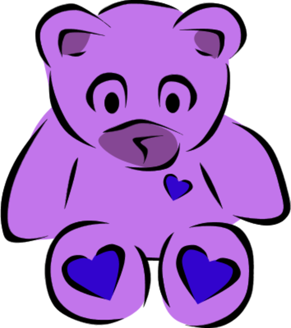 Teddy Bear With Heart Clipart - Purple Teddy Bear Clip Art Png ...