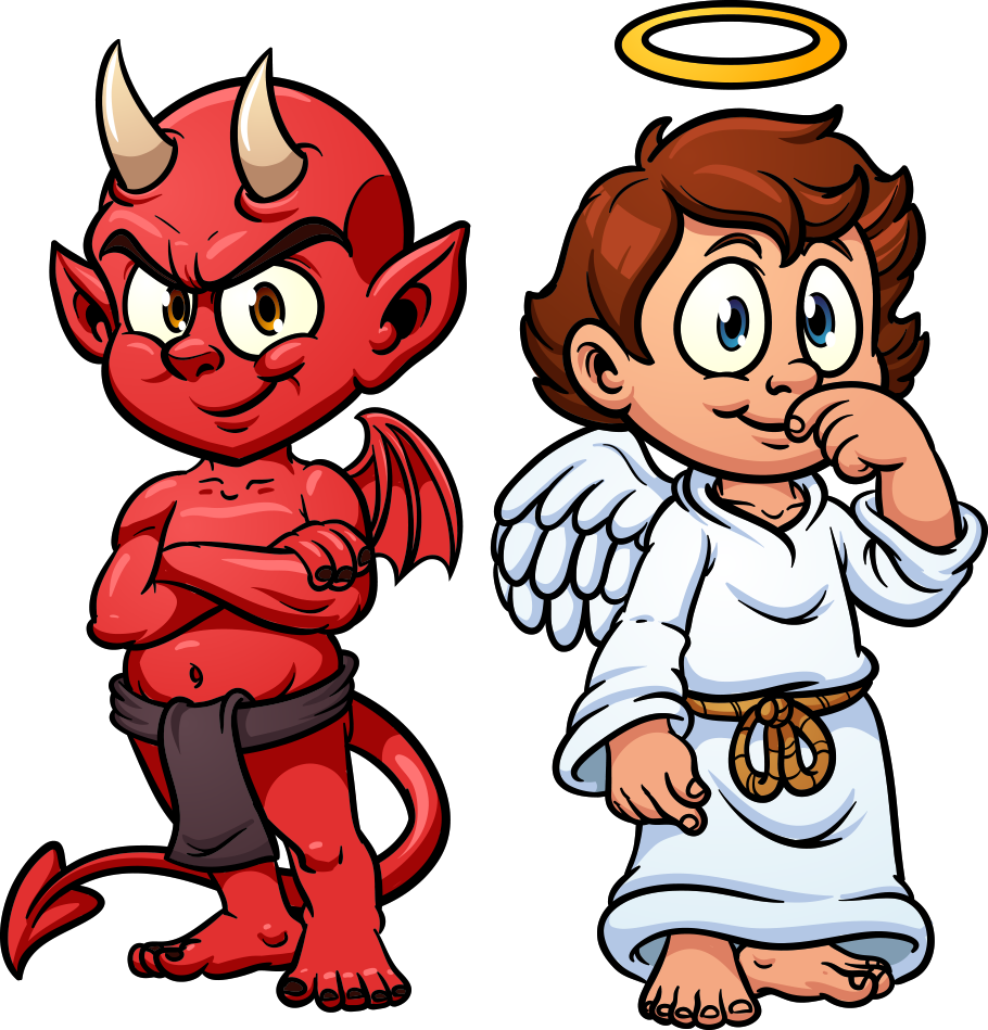 Devil Shoulder Angel Illustration - Angel And Devil Cartoon.