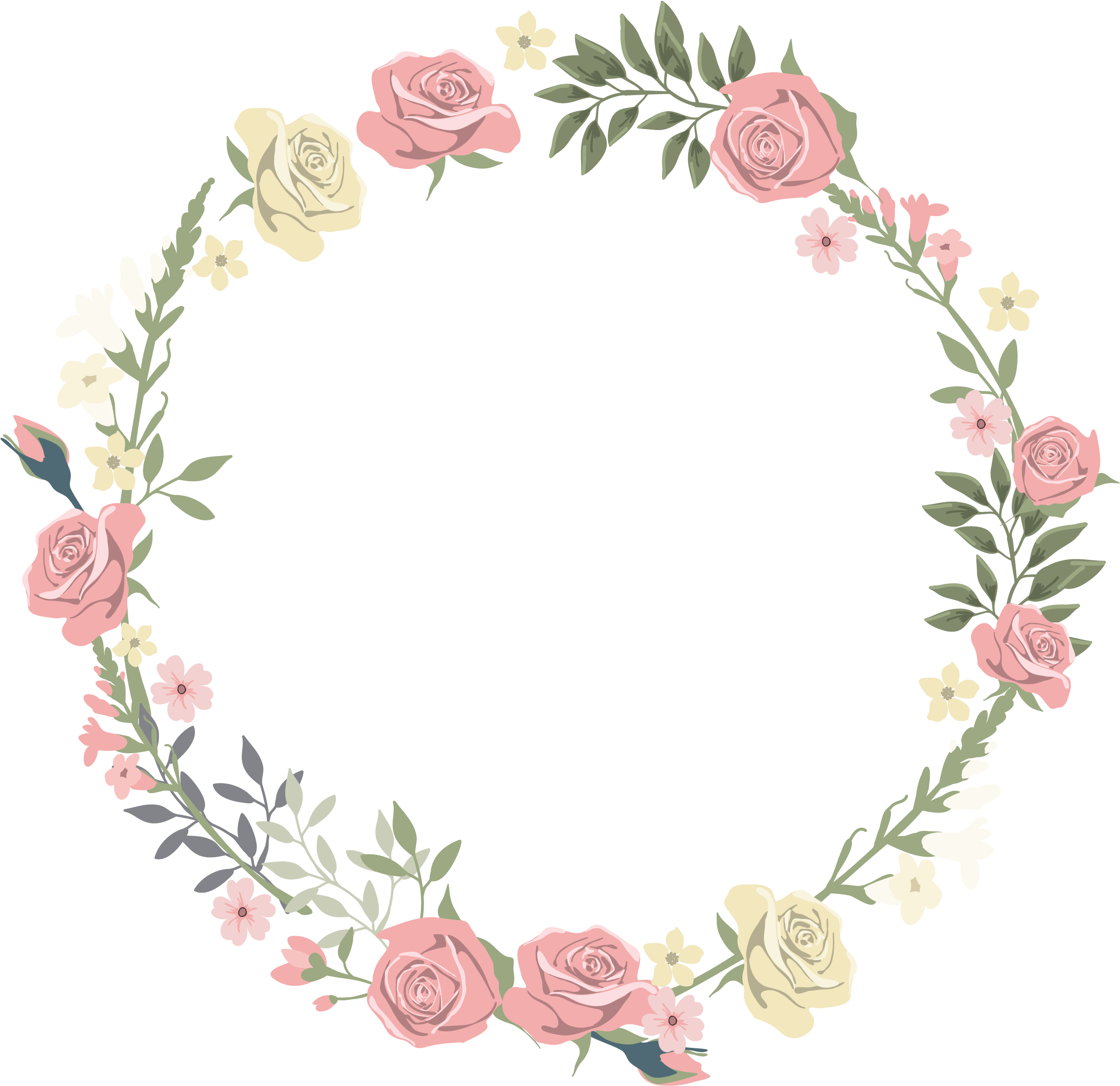 Clipart Circle Watercolor Flower Frame Png Vector Transparent Png