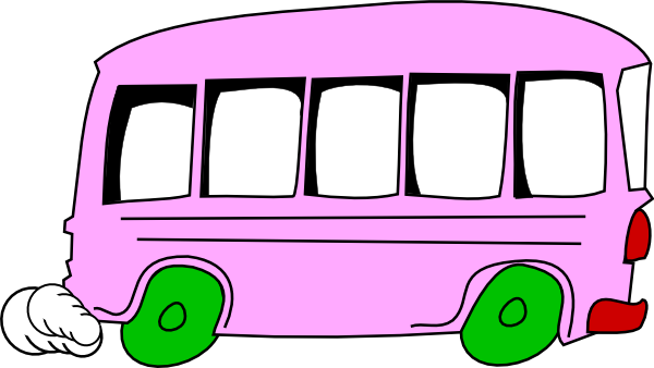 Pink Bus Clip Art - Autobus Kreslený (600x338)