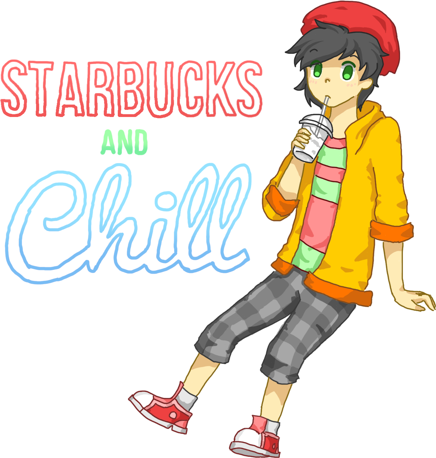 Let's Starbucks And Chill By Temmiesaur Let's Starbucks - Cartoon (1500x1500)