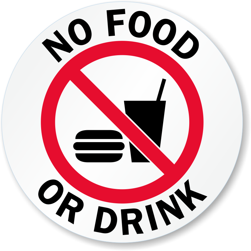 No Food Or Drink Glass Door Decal Signs Sku Food And Drinks