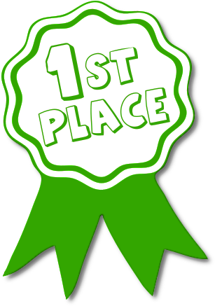 Free Awards Clipart - 1st Place Ribbon Green (307x437)