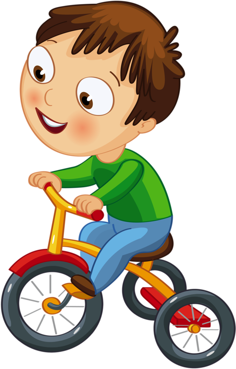 Clip Art - Cartoon Boy On Tricycle - (556x800) Png Clipart Download