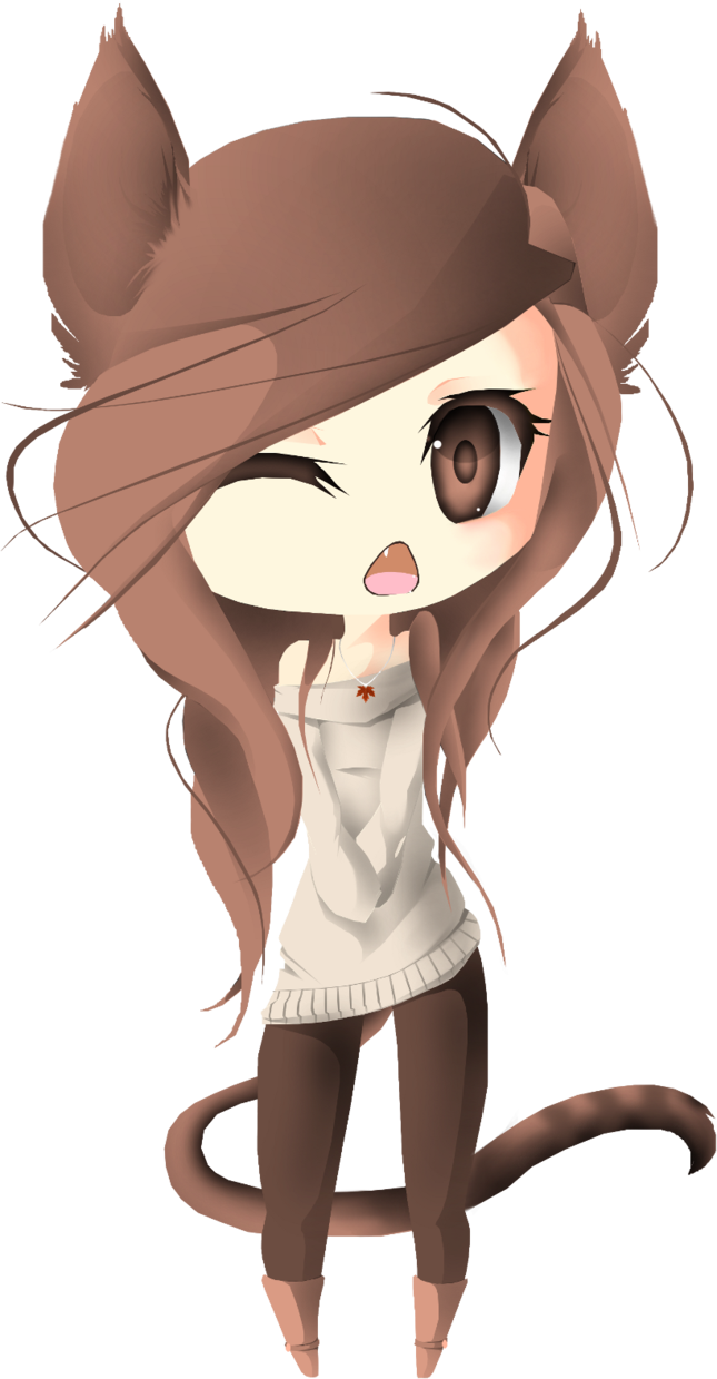 Girl - Chibi Girl Neko - (645x1239) Png Clipart Download