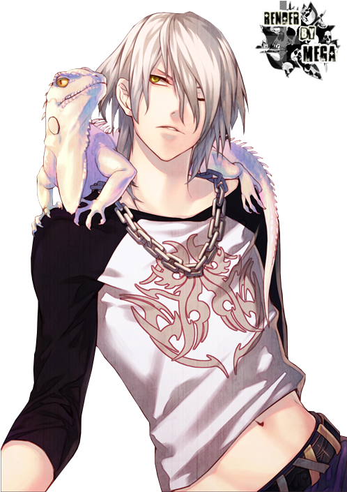 white hair anime boy with red eyes