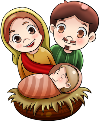 Jesus Joseph Mary - Cartoon - (347x400) Png Clipart Download