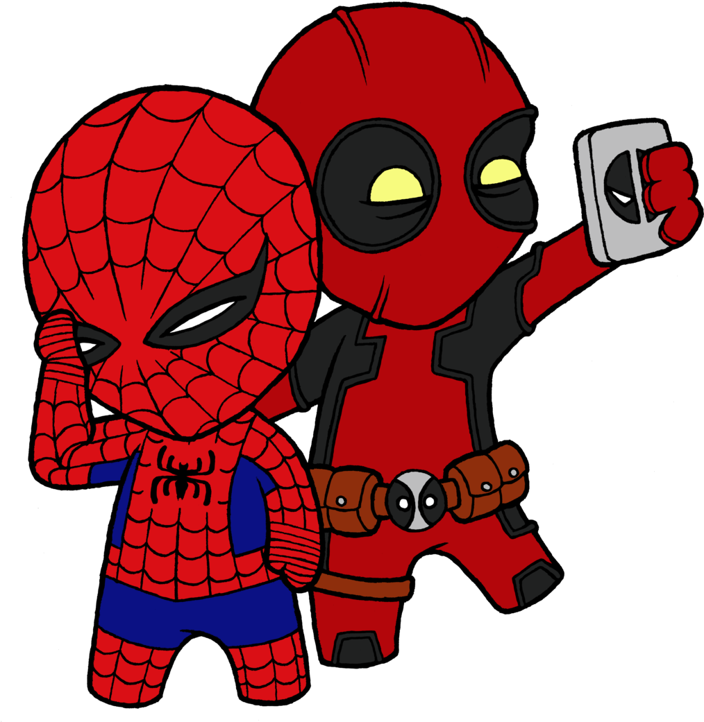 Deadpool And Spiderman Chibi Chibi Spiderman And Deadpool 1024x1124 Png Clipart Download