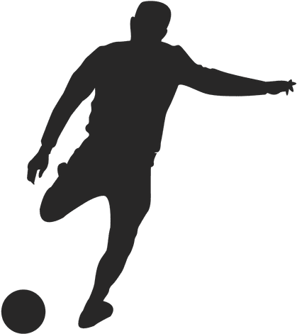 Footballer Kicking Ball Transparent Png - Soccer Silhouette - Full Size 