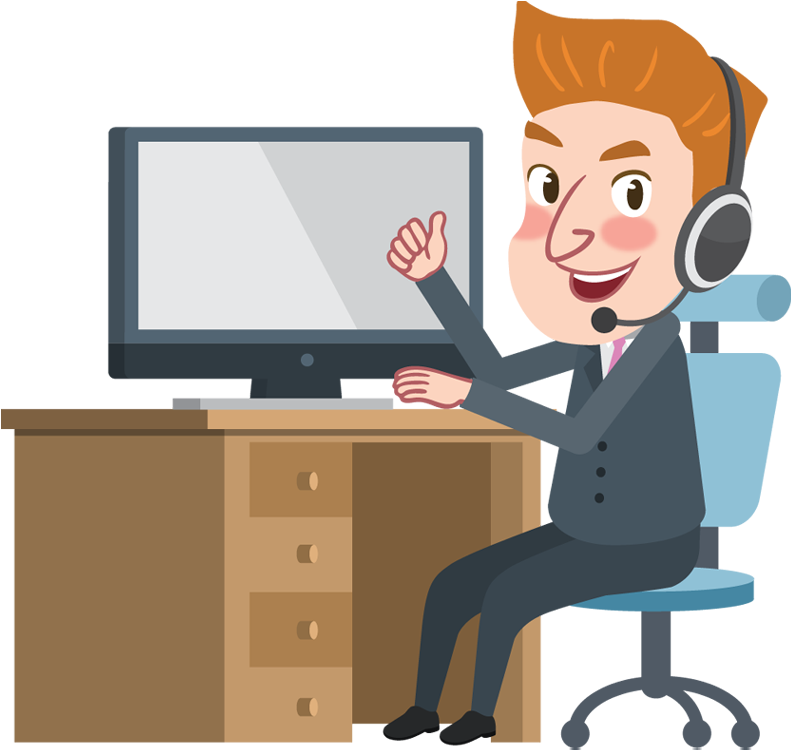 Man With Computer Cartoon - (800x760) Png Clipart Download