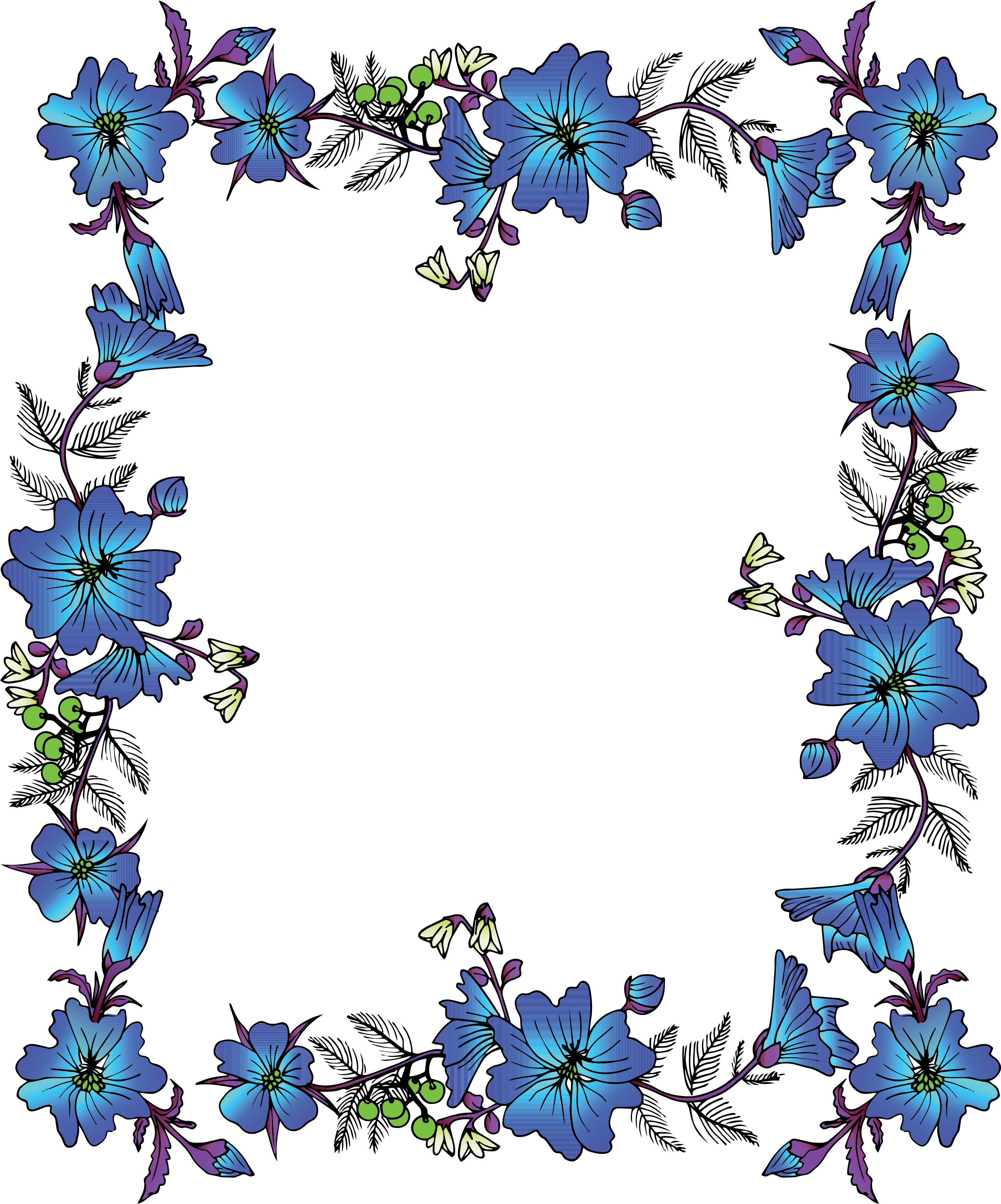 Printable Blue Flower Frame