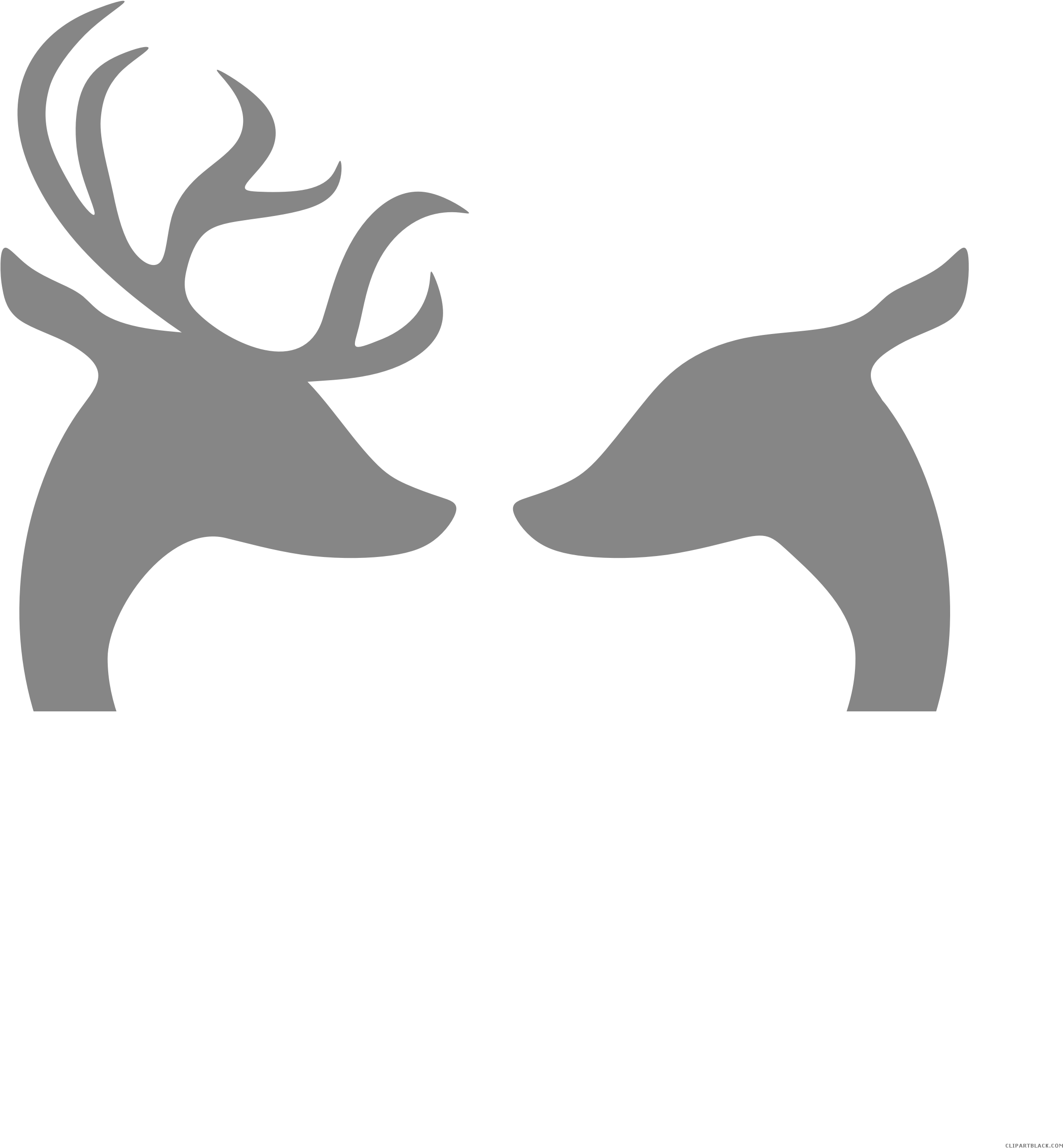 Deer Silhouette Animal Free Black White Clipart Images - Buck And Doe Heart...