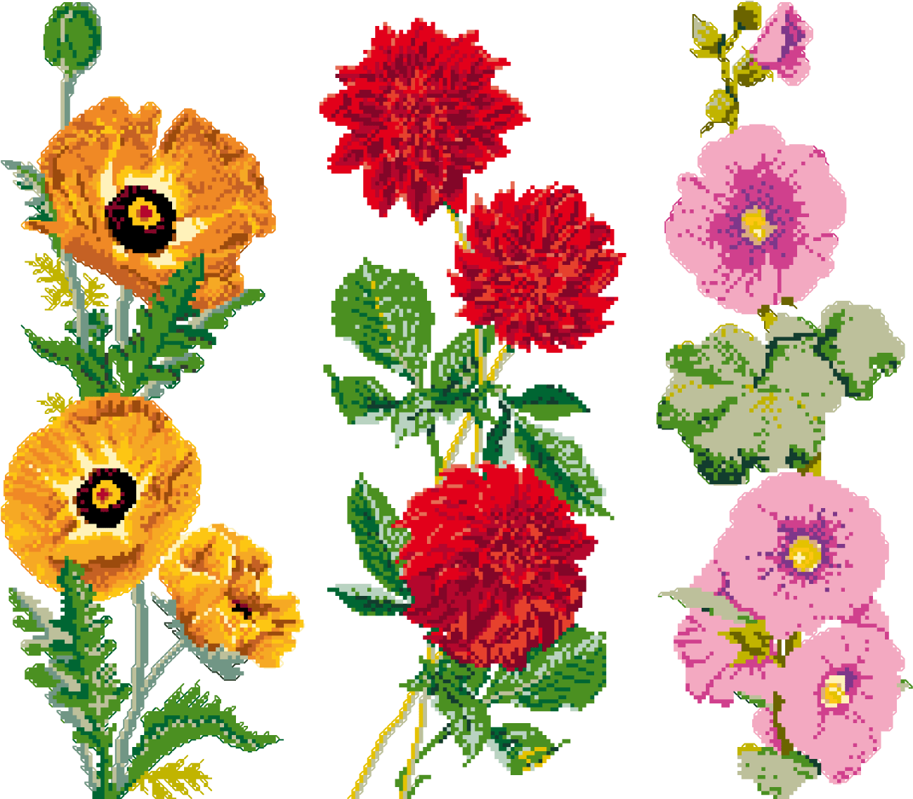 The Poppy, Dahlia Ahd Hollyhock From The Sajou Tinctorial - The Poppy, Dahlia Ahd Hollyhock From The Sajou Tinctorial (1349x1162)