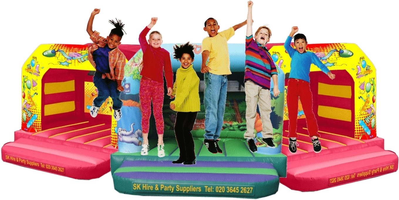 Bouncy Castles - Happy Kids - (1364x705) Png Clipart Download