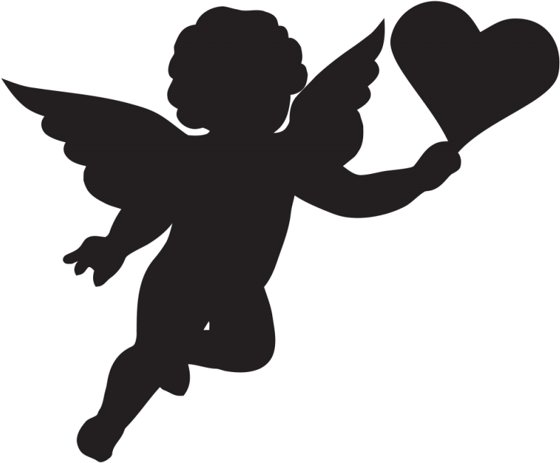 Cherub Cupid Silhouette Clip Art - Angel Silhouette - (800x800) Png ...