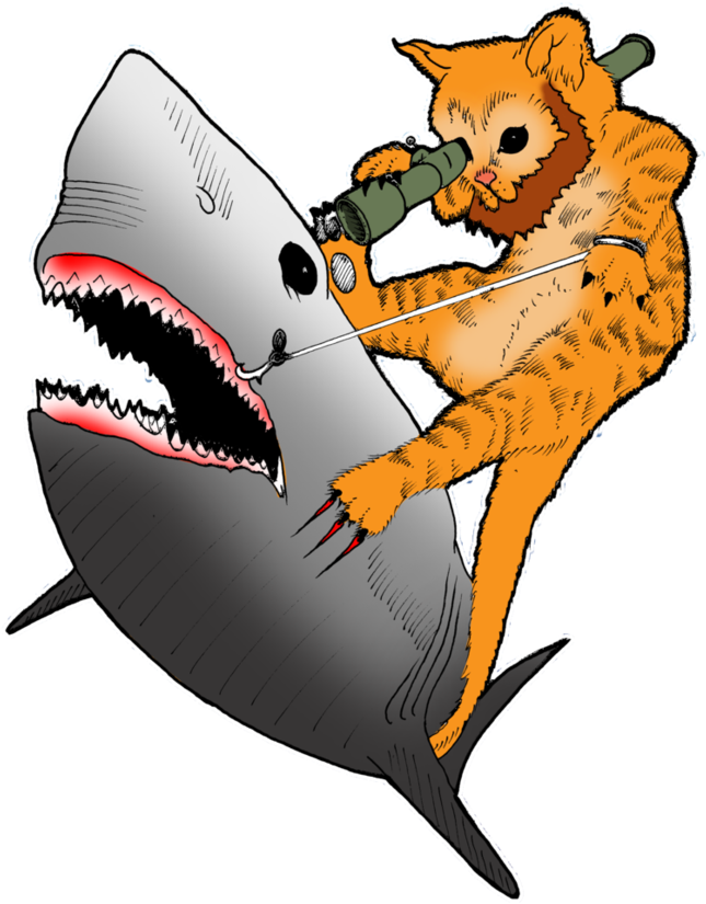 Bearded Kitten Hunting Shark With Bazooka By Yayzus - Comics (774x1032)