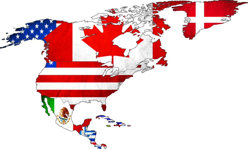 Северная и южная канада. Флаг Северной Америки. Флаг Северной США. Карта Северной Америки с флагами. Картаctdthyjq Америки с флагами.
