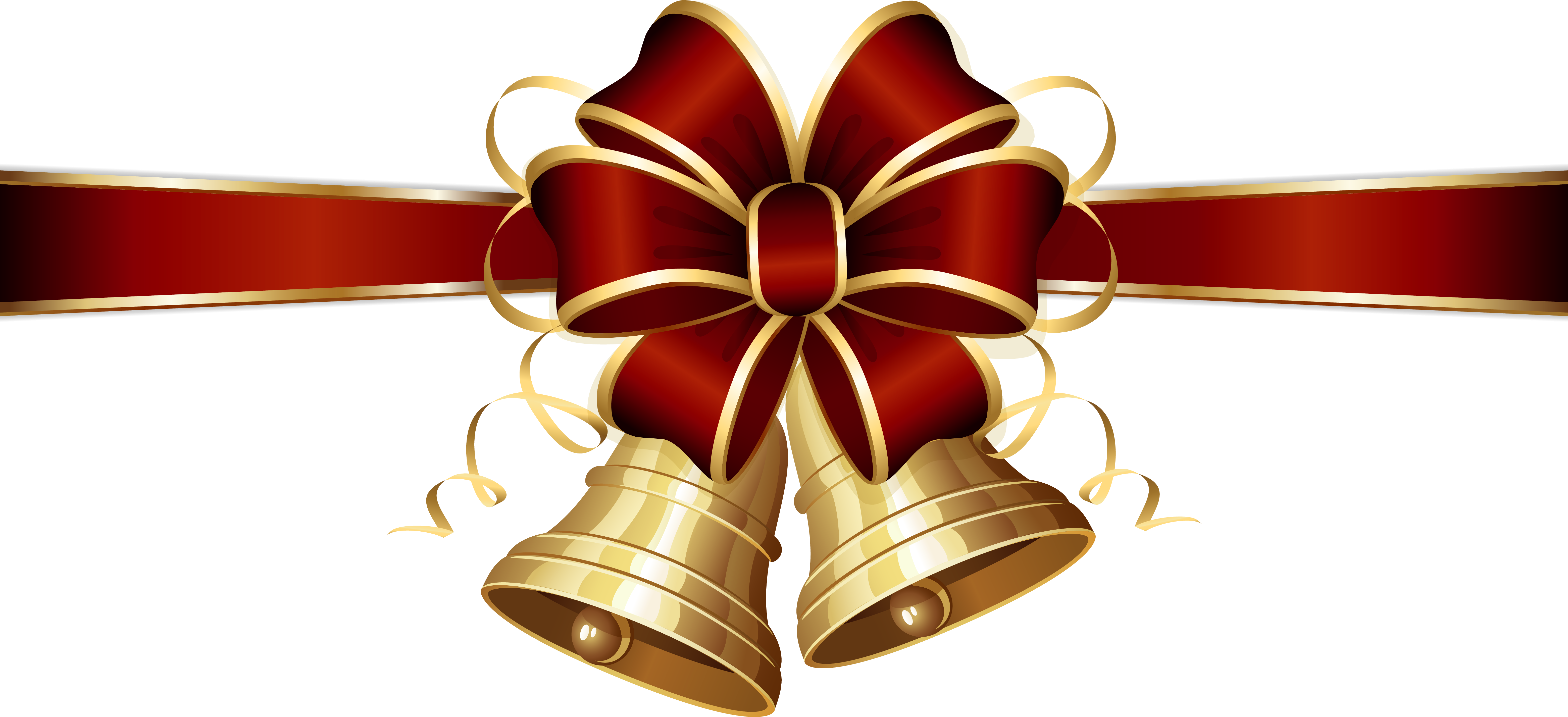 Christmas Bells And Red Bow Png Clipart Image - Christmas Bells ...