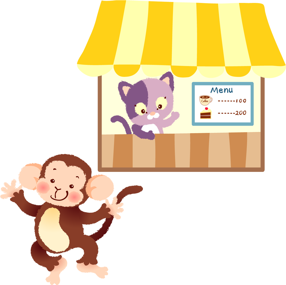 卡通冰淇淋店门口的猴子 - Cartoon (1200x1200)