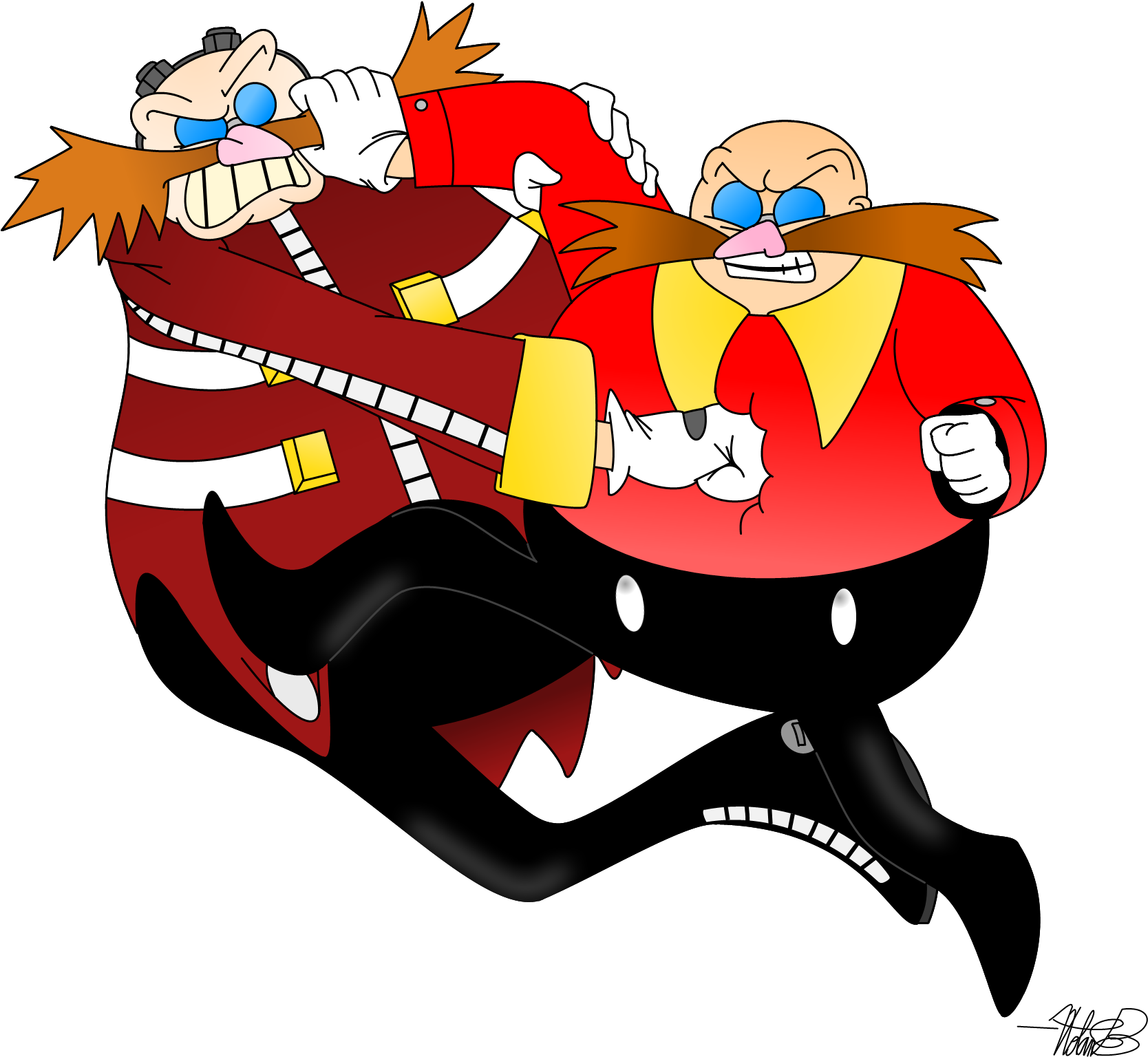 Superskeetospro Classic And Modern <b>Eggman</b> Have A Dispute - Cartoon - (1717x...