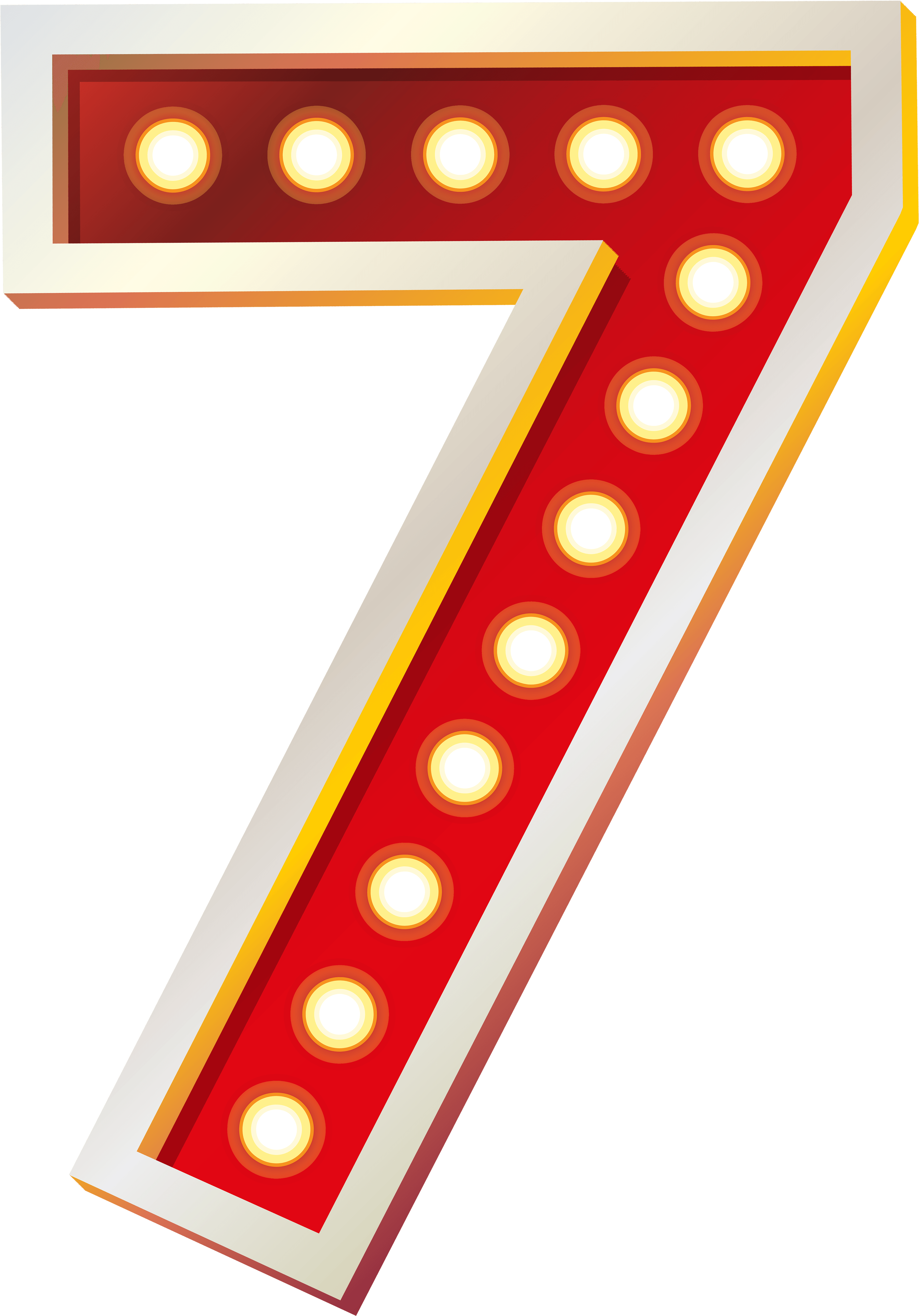 Red Number Seven With Lights Png Clip Art Image - Number Seven Png ...