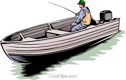 Fisherman In Boat Royalty Free Vector Clip Art Illustration - Fishing