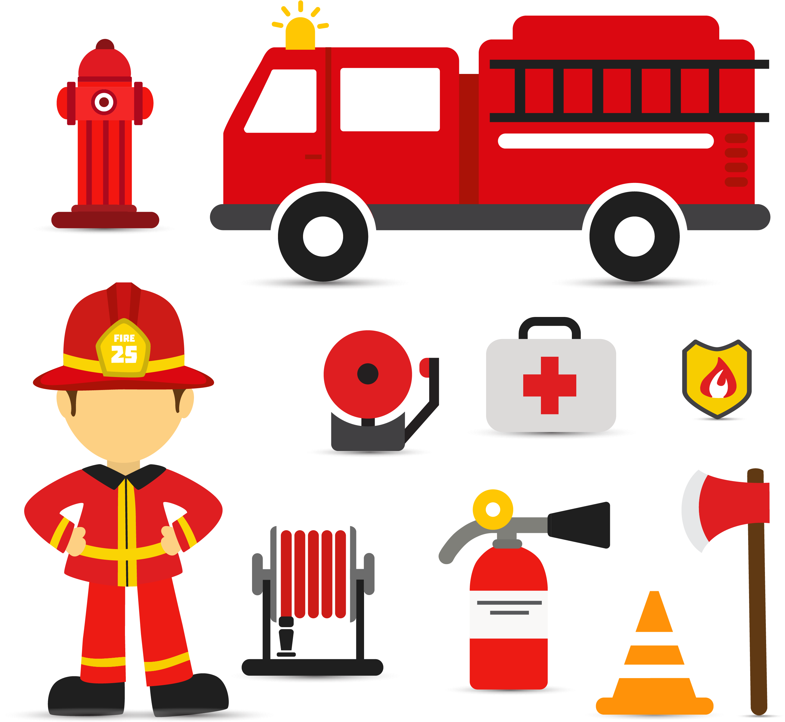 Firefighter Fire Engine Euclidean Vector Fire Truck Svg Full Size Png Clipart Images Download 3308