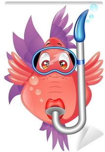 Pesce Cartoon Con Maschera Sub Funny Fish With Mask - Fotolia (400x400)
