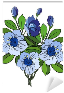 Fotomural Ilustración Del Resumen Flores Azules Rama - Blue (400x400)
