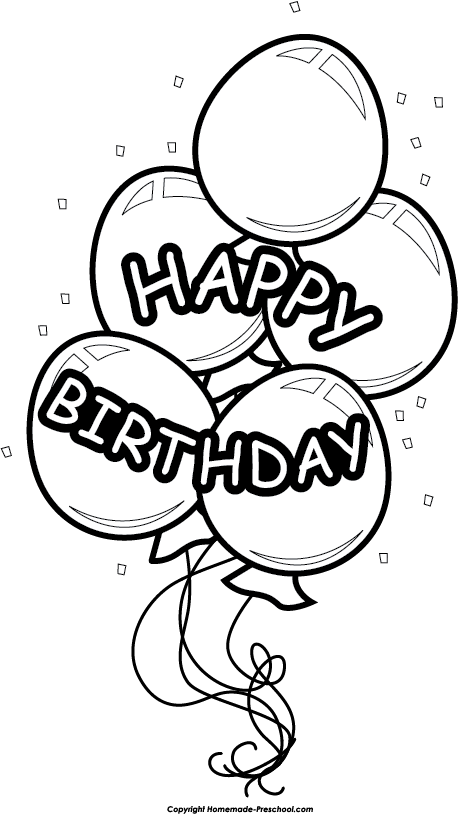 Happy Birthday Balloons Clip Art Black And White Birthday - Circle ...