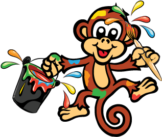 Paint Clipart Messy Play Monkey Swinging From A Tree