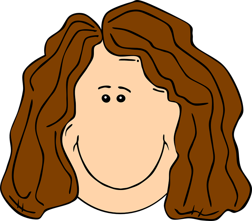 Smiling Brown Hair Lady Png Clip Art - Cartoon With Brown Hair ...