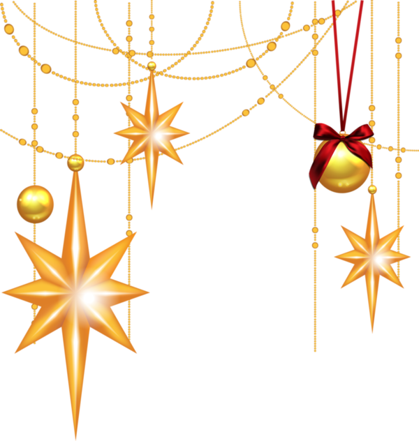 Transparent Christmas Gold Stars And Ornament Clipart - Christmas Stars ...