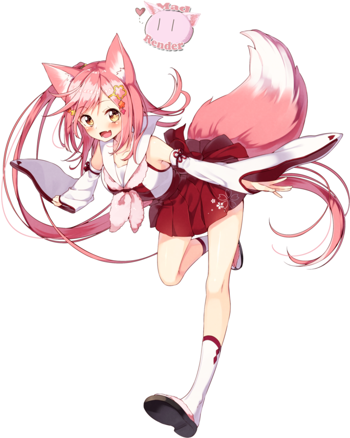 Anime Fox Girl Render - Cartoon - (756x1057) Png Clipart Download