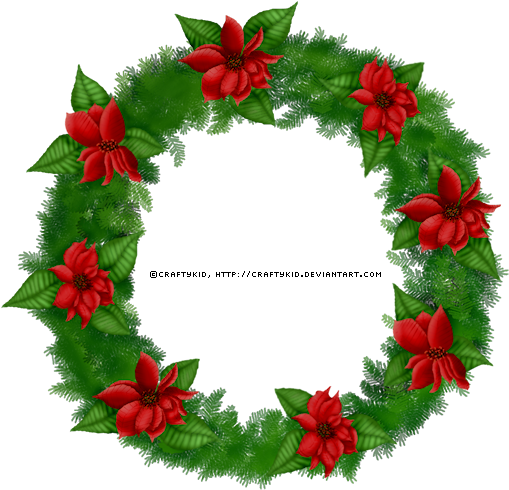 Xmas Poinsettia Wreath - Clip Art (518x500)