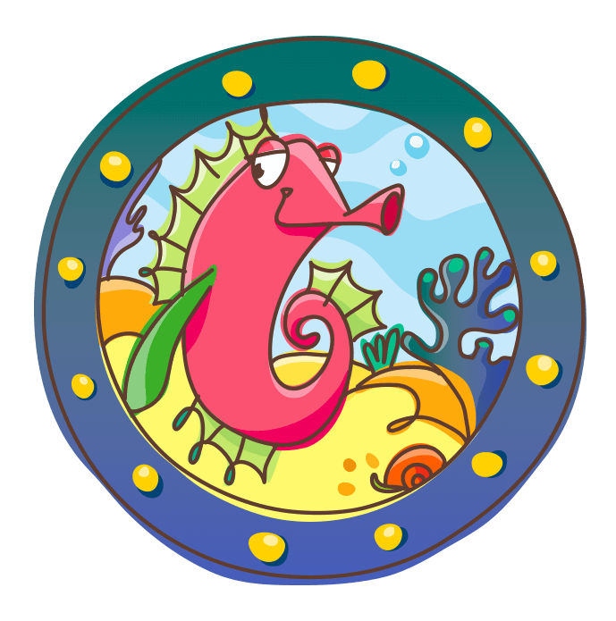 Porthole With Seahorse - Silver (700x700)