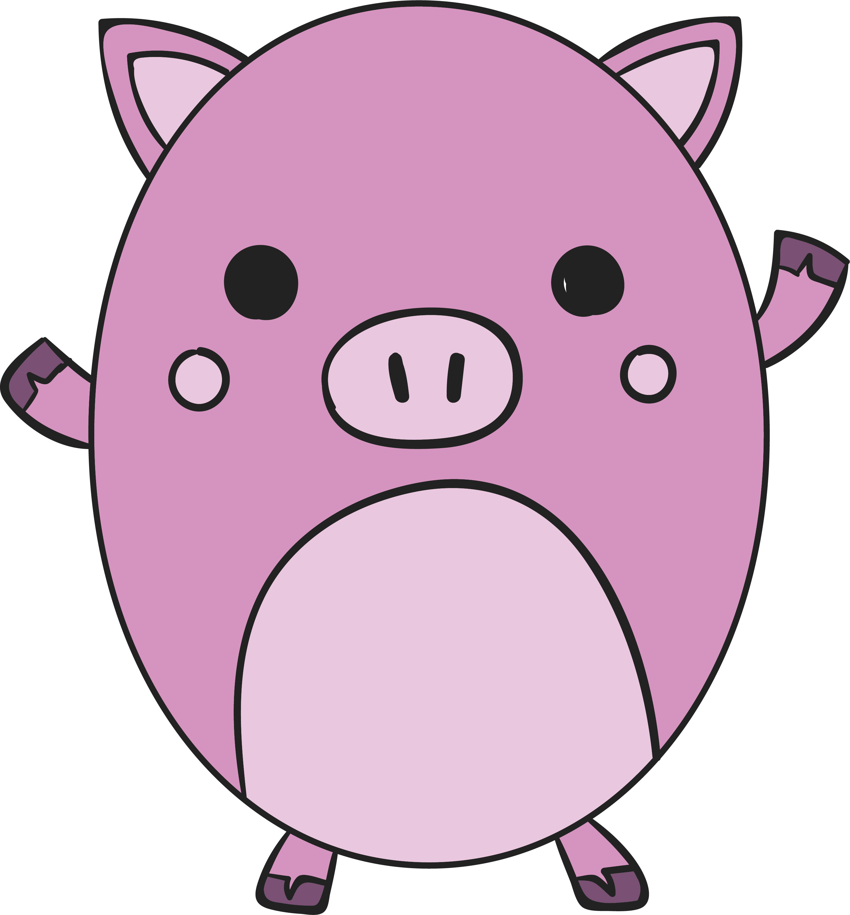 Domestic Pig Pink Computer File - Pink - (2921x3146) Png Clipart Download