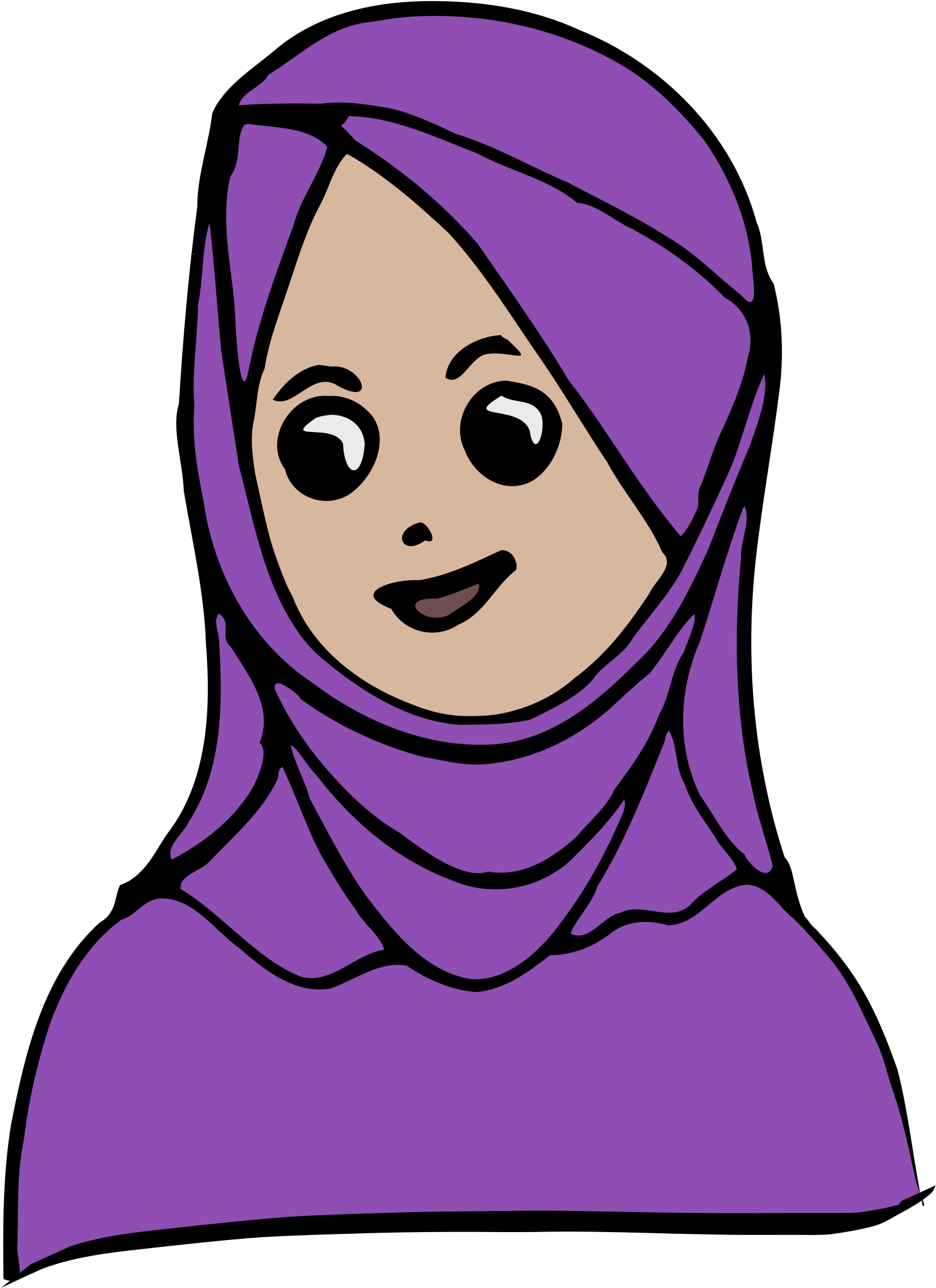 This Free Icons Png Design Of Girl With Headscarf Colour - Clip Art (1889x2400)