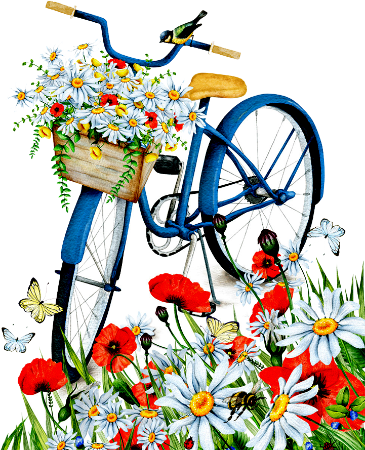 Romantic Bike - Flower Bicycle Png - (1200x1200) Png Clipart Download