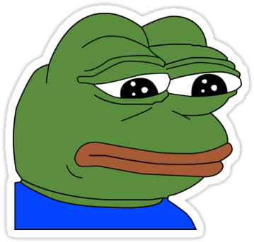 Classic Pepe - Sad Frog - (375x360) Png Clipart Download