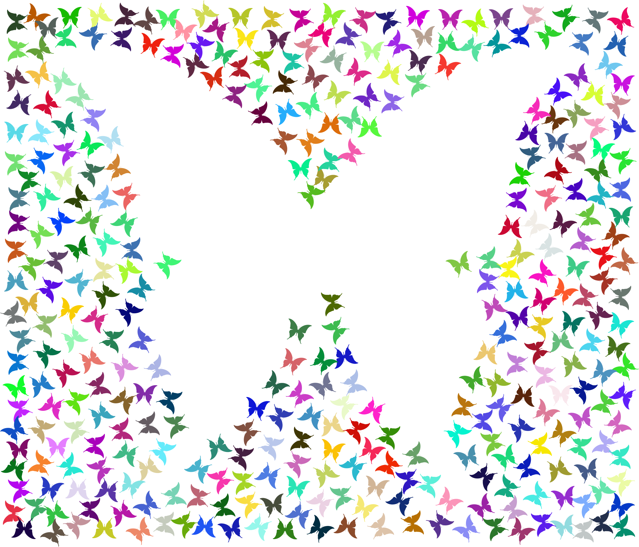 Big Image - Butterfly Colorful Frame Png - (2220x1900) Png Clipart Download