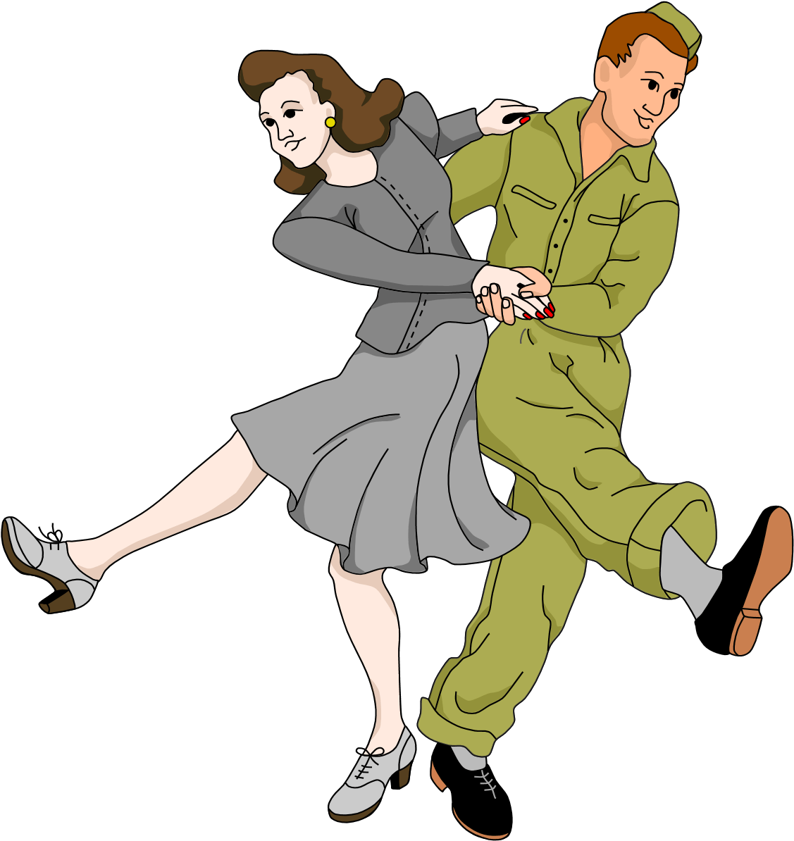 1940s Dance Clipart Free - Swing Ww2 Dance.