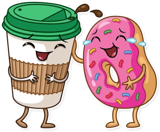 “donut And Coffee” Stickers Set For Telegram Donut And Coffee Stickers Full Size Png Clipart 4562