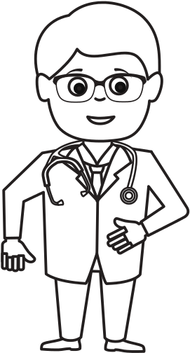 cartoon doctor black and white