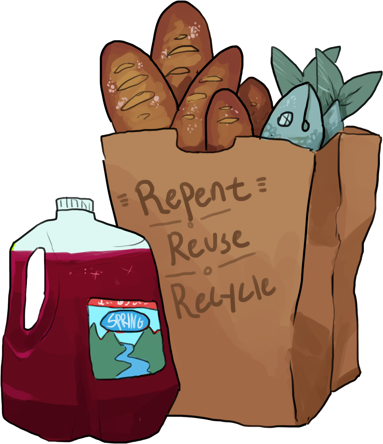 Repent, Reuse, Recycle - Illustration - (1800x1800) Png Clipart Download