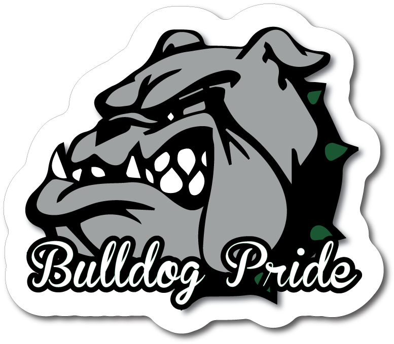 Bulldog Head Alternative - 5.2" X 4.6" Black Yellow Bulldog Mascot Bumper Sticker (800x800)